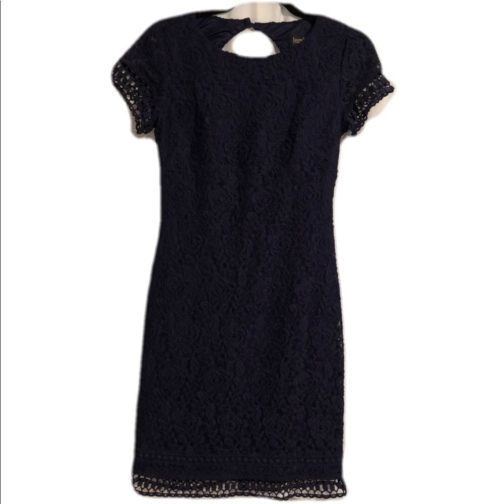 2/$10 Laundry by Shelli Segal Navy Crochet Dress